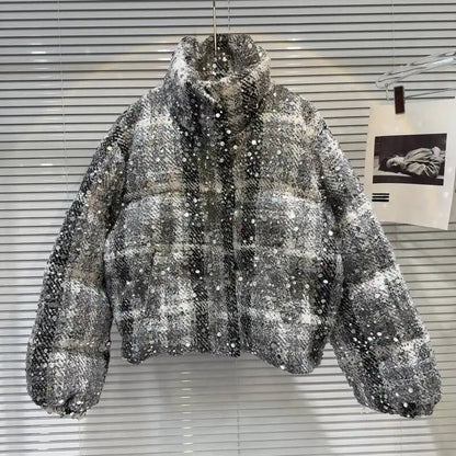 Frostbite Sequin Turtleneck Puffer Jacket – Winter Luxe Collection - Rose In Concrete 🥀