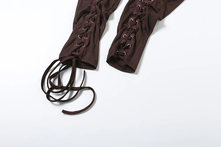 Laced Intentions Asymmetrical Crop Top & Lace-Up Leggings Set