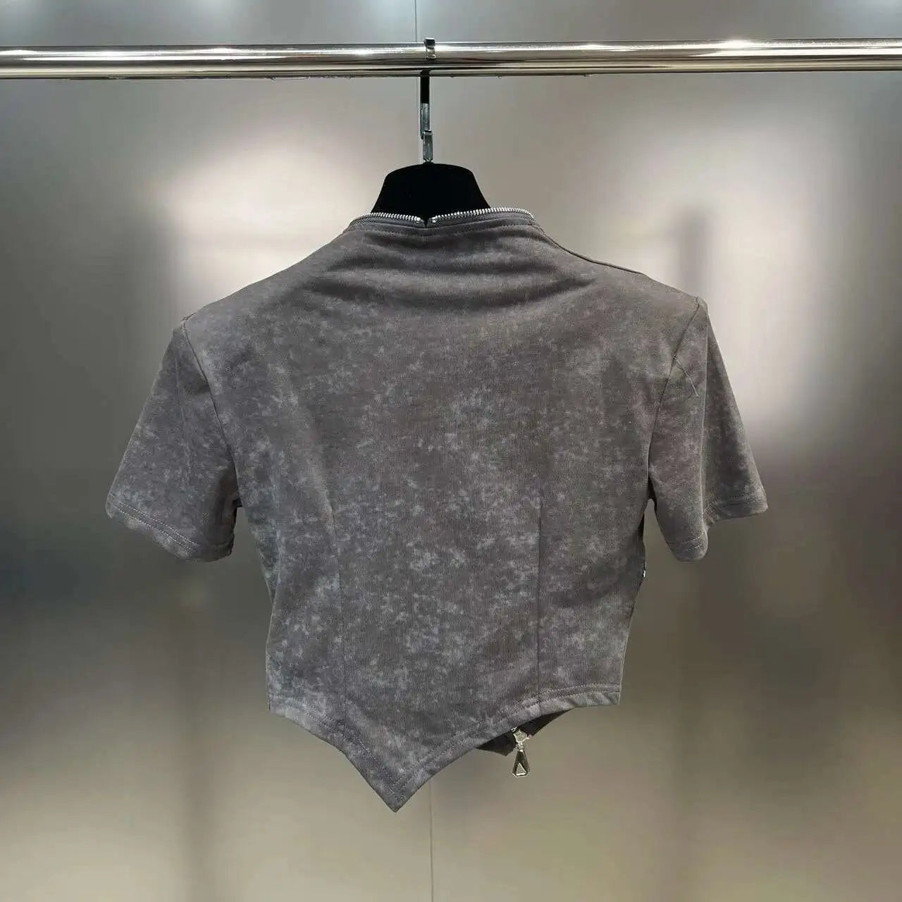 Asymmetry Edge Zip Top - Rose In Concrete 🥀