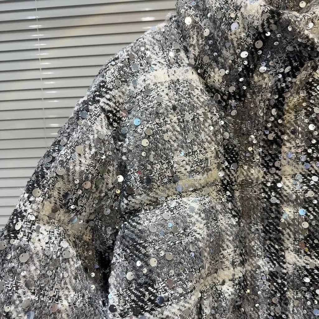 Frostbite Sequin Turtleneck Puffer Jacket – Winter Luxe Collection - Rose In Concrete 🥀
