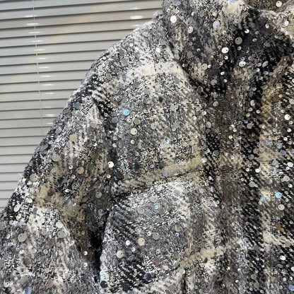 Frostbite Sequin Turtleneck Puffer Jacket – Winter Luxe Collection - Rose In Concrete 🥀