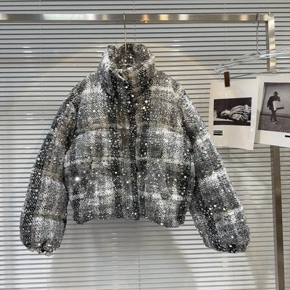 Frostbite Sequin Turtleneck Puffer Jacket – Winter Luxe Collection - Rose In Concrete 🥀