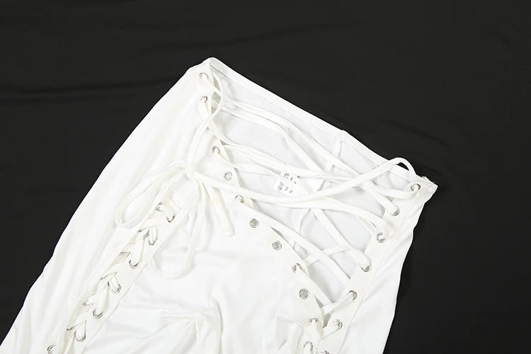 Laced Intentions Asymmetrical Crop Top & Lace-Up Leggings Set