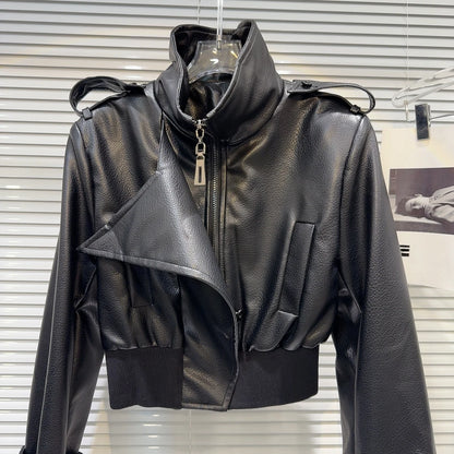 Cross-Belt Faux Leather Mini Set – Jacket + Shorts (2-Piece) - Rose In Concrete 🥀
