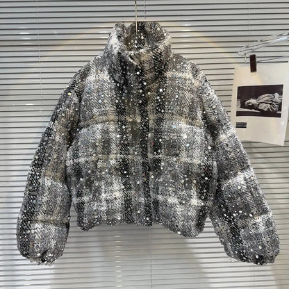 Frostbite Sequin Turtleneck Puffer Jacket – Winter Luxe Collection - Rose In Concrete 🥀