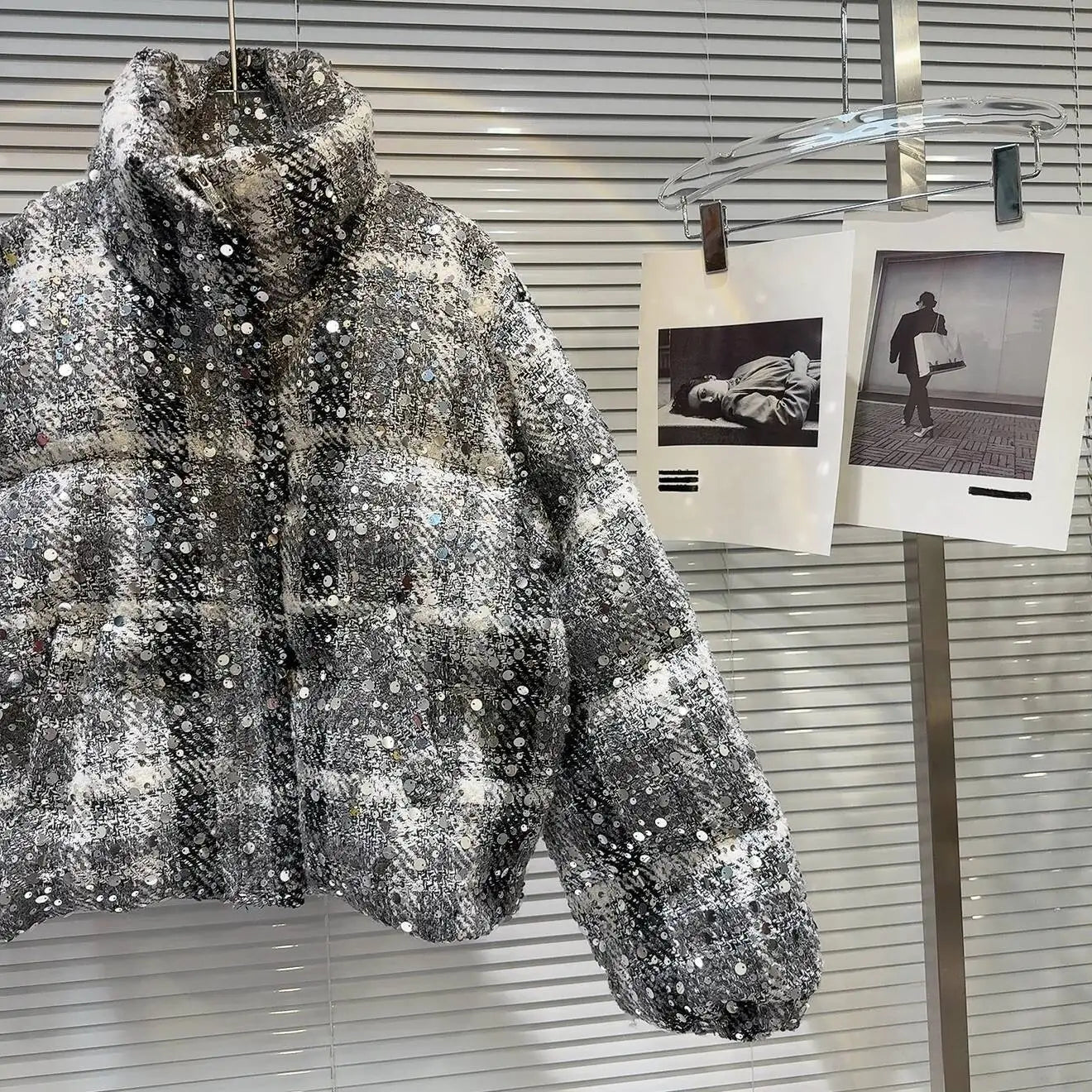 Frostbite Sequin Turtleneck Puffer Jacket – Winter Luxe Collection - Rose In Concrete 🥀
