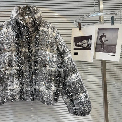 Frostbite Sequin Turtleneck Puffer Jacket – Winter Luxe Collection - Rose In Concrete 🥀