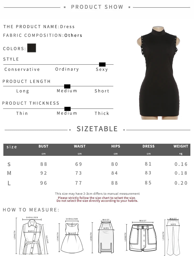 Midnight Muse Black Studded Mini Dress