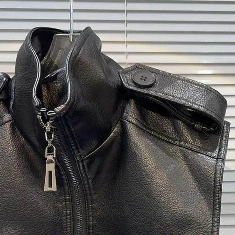 Structured Faux Leather Panel Jacket