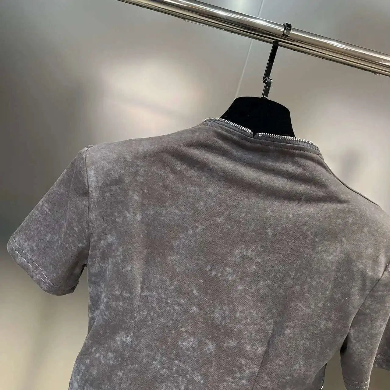 Asymmetry Edge Zip Top - Rose In Concrete 🥀