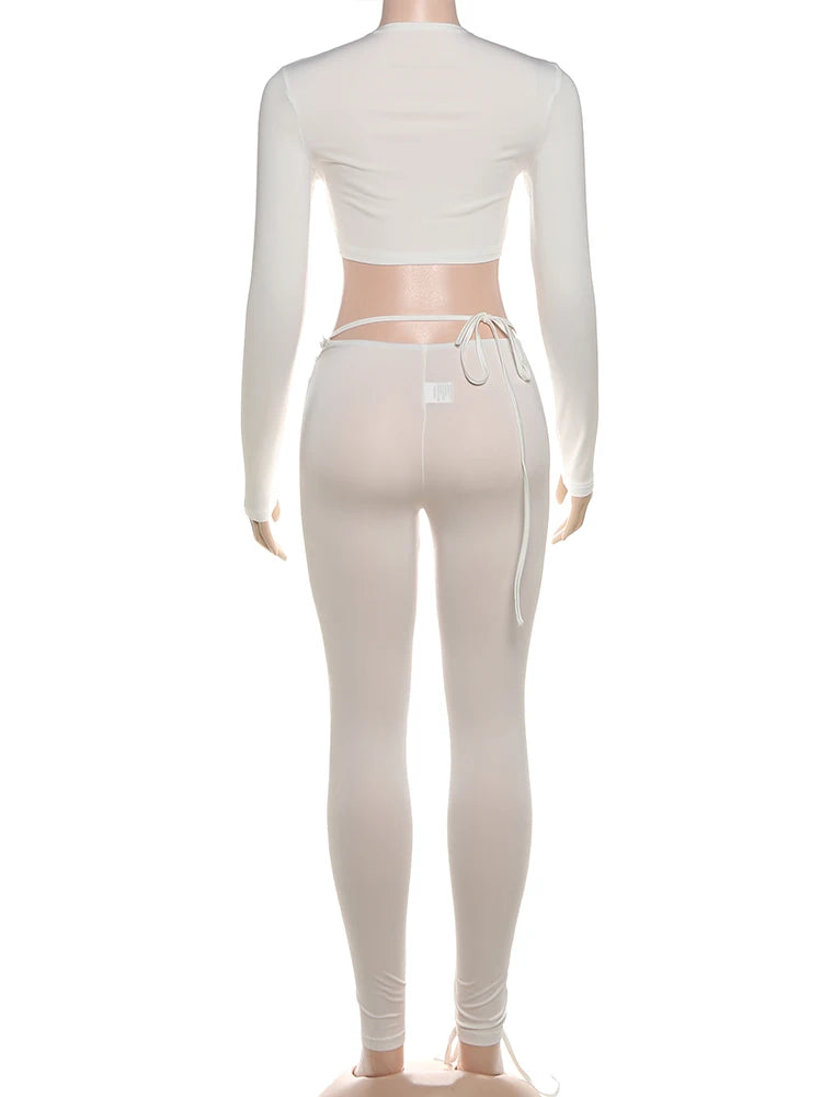 Laced Intentions Asymmetrical Crop Top & Lace-Up Leggings Set