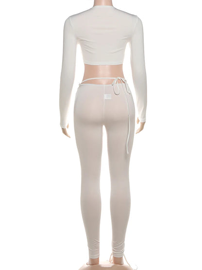 Laced Intentions Asymmetrical Crop Top & Lace-Up Leggings Set