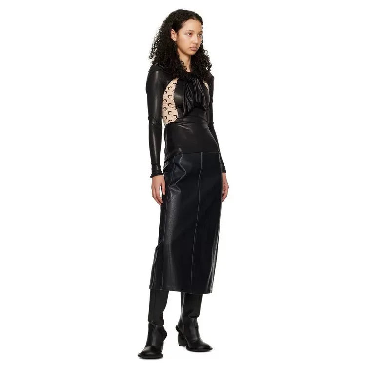 Heartbreak Heeled Mid-Calf Boots for women with curved heart heel in smooth microfiber leather, runway-ready sculptural statement boots