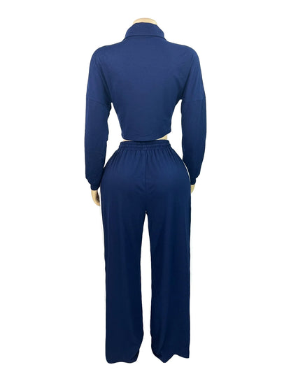 Contour Line Women’s Zip-Up Crop Jacket & Pants Set