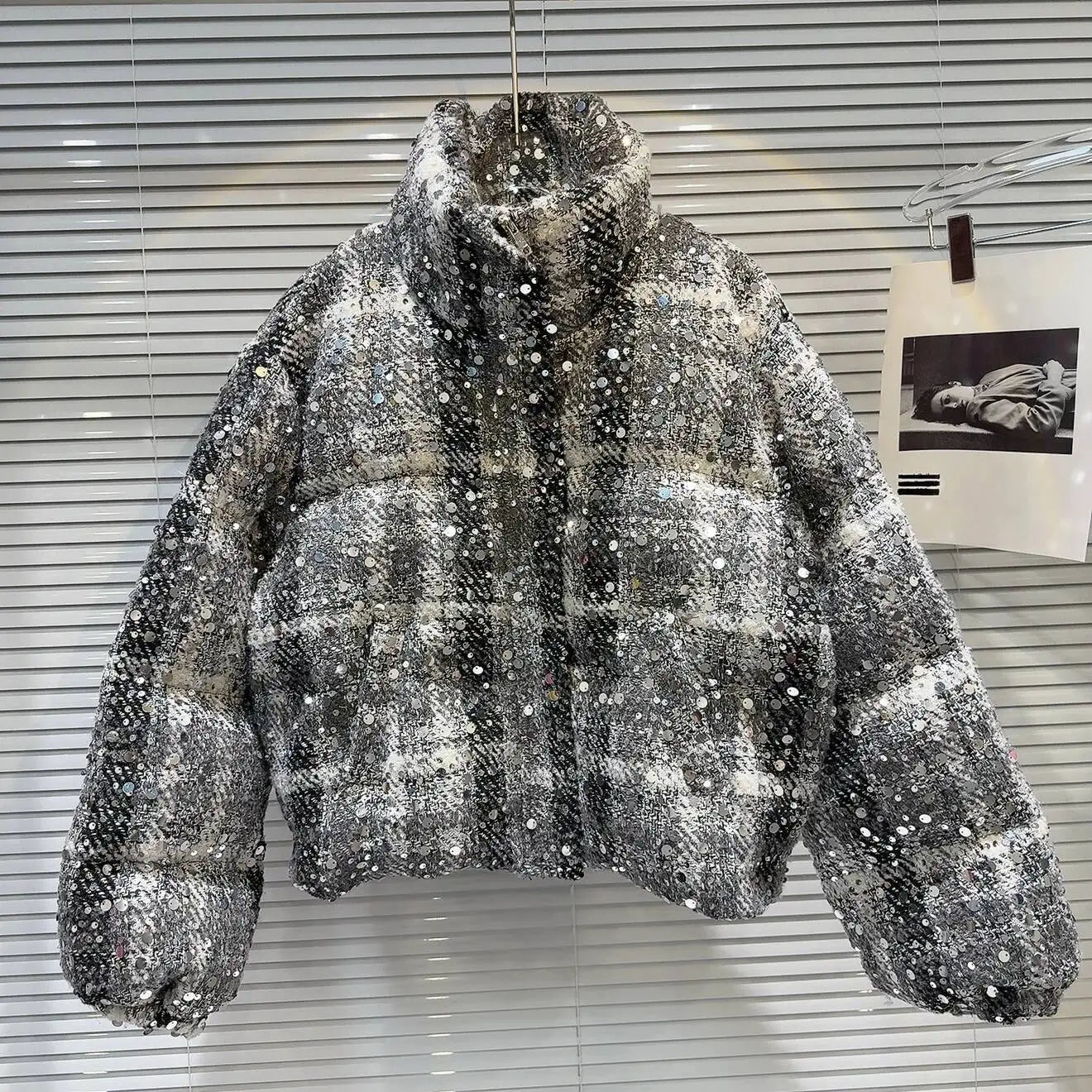 Frostbite Sequin Turtleneck Puffer Jacket – Winter Luxe Collection - Rose In Concrete 🥀
