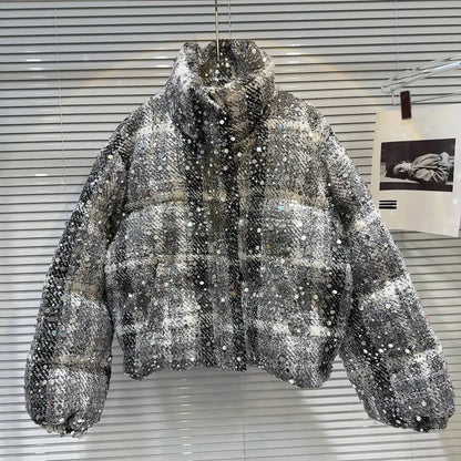 Frostbite Sequin Turtleneck Puffer Jacket – Winter Luxe Collection - Rose In Concrete 🥀