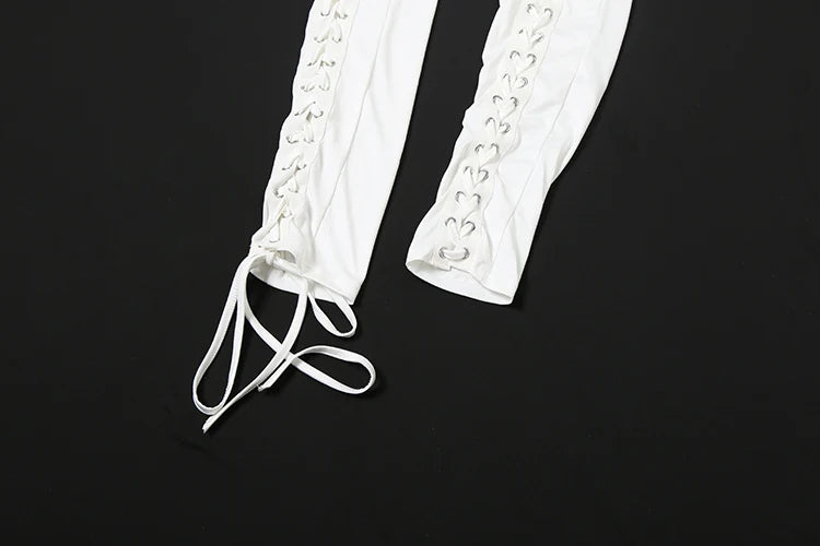 Laced Intentions Asymmetrical Crop Top & Lace-Up Leggings Set