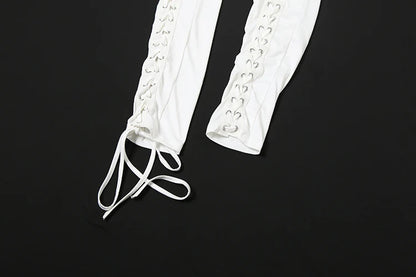 Laced Intentions Asymmetrical Crop Top & Lace-Up Leggings Set