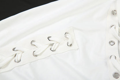 Laced Intentions Asymmetrical Crop Top & Lace-Up Leggings Set