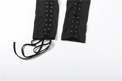 Laced Intentions Asymmetrical Crop Top & Lace-Up Leggings Set