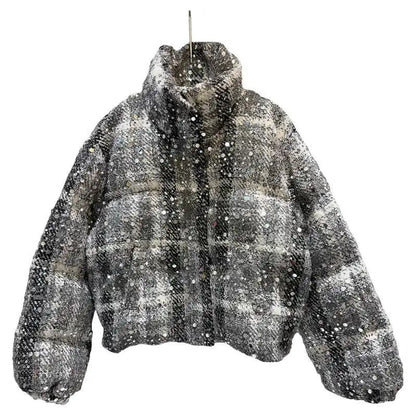 Frostbite Sequin Turtleneck Puffer Jacket – Winter Luxe Collection - Rose In Concrete 🥀