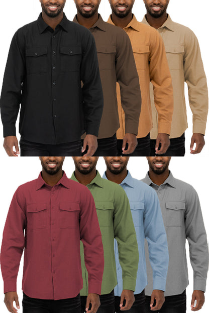 Solid Ground Men’s Cotton-Blend Flannel Utility Shirt