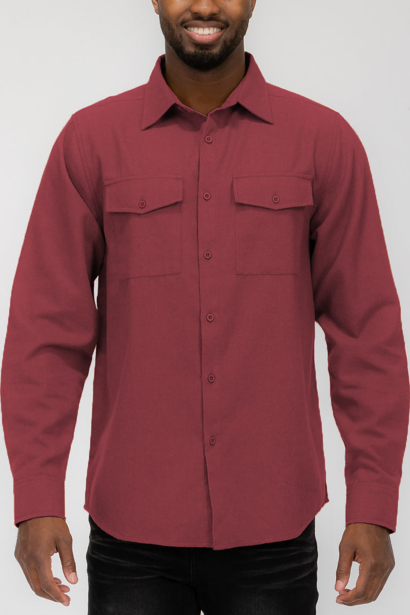 Solid Ground Men’s Cotton-Blend Flannel Utility Shirt