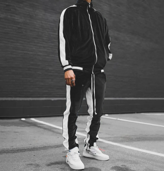Men Velour Jogger Set - Rose In Concrete 🥀