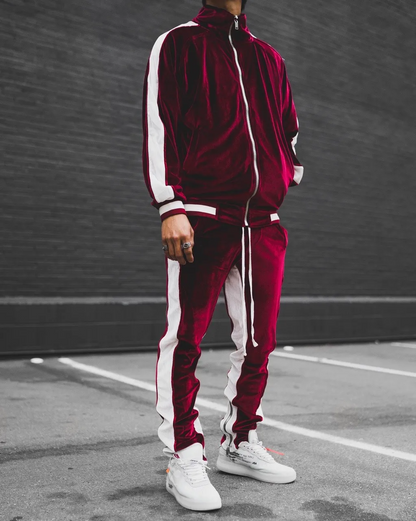 Men Velour Jogger Set - Rose In Concrete 🥀