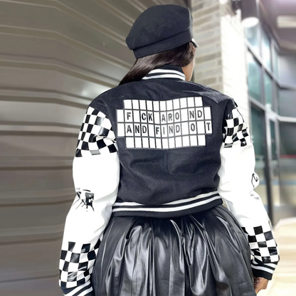 Urban street style jacket featuring a bold back design, perfect for daring fashion enthusiasts.