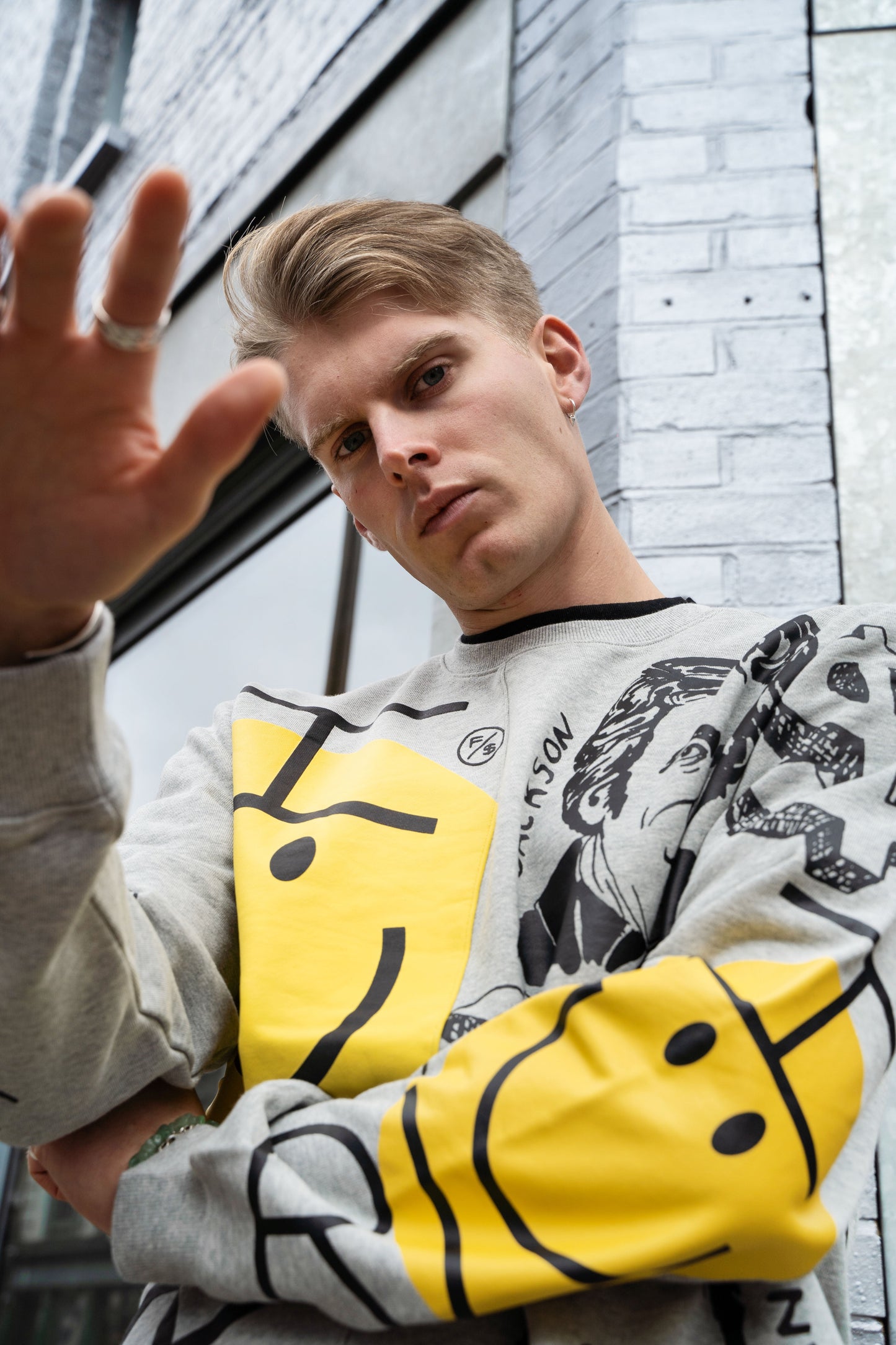 Graphic Statement Sweater – Streetwear Print Crewneck – Oversized Art Knit