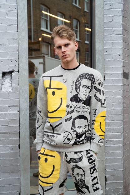 Graphic Statement Sweater – Streetwear Print Crewneck – Oversized Art Knit - Rose In Concrete 🥀