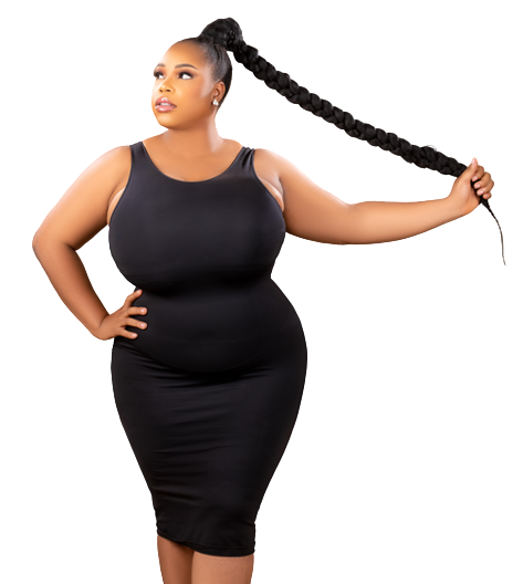 Shapewear Bodycon Dress – Tummy Control Snatch Dress – Seamless Sculpting Midi Dress (Black)