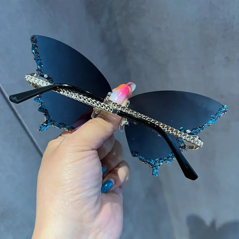 Rimless Butterfly Sunglasses - Blue - Sunglasses