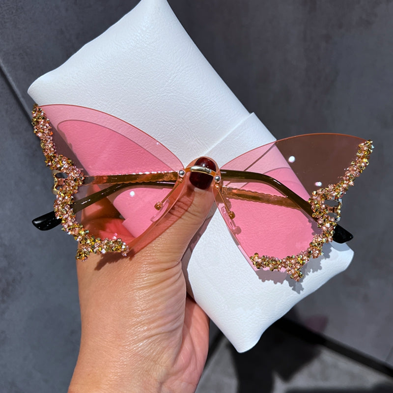 Rimless Butterfly Sunglasses - Rose In Concrete 🥀