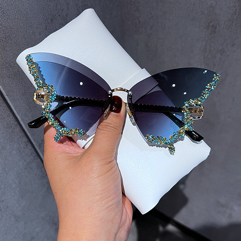 Rimless Butterfly Sunglasses - Rose In Concrete 🥀