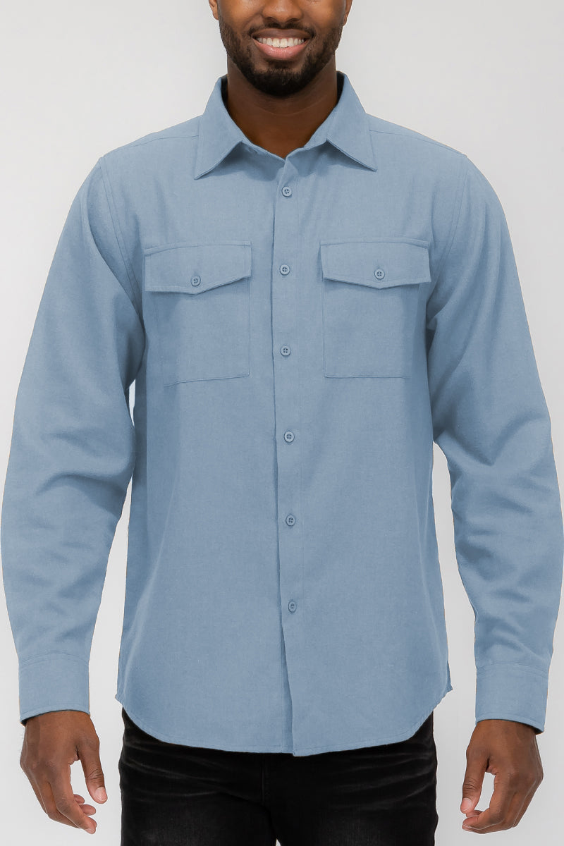Solid Ground Men’s Cotton-Blend Flannel Utility Shirt