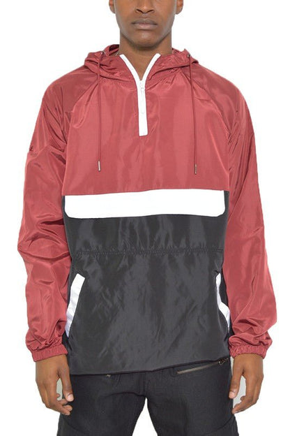 Color Block Anorak Jacket Pullover Windbreaker - Rose In Concrete 🥀