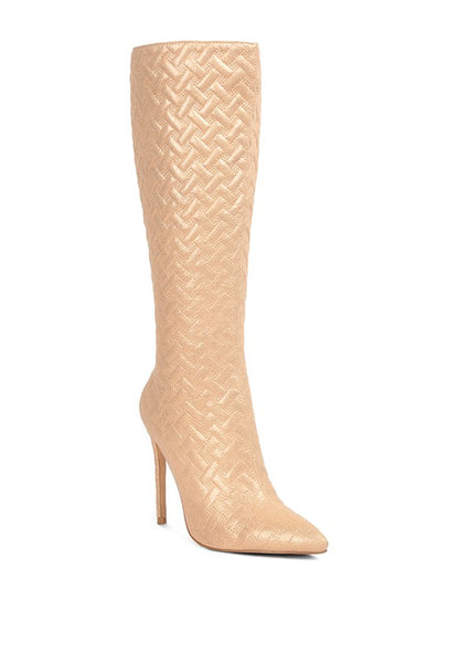 Tinkles Quilted High Heeled Calf Boots - Rose In Concrete 🥀
