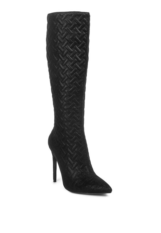 Tinkles Quilted High Heeled Calf Boots - Rose In Concrete 🥀