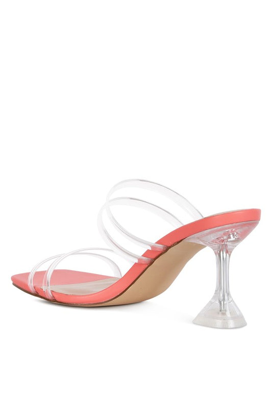 Diamond Clear Spool Heeled Sandal - Rose In Concrete 🥀