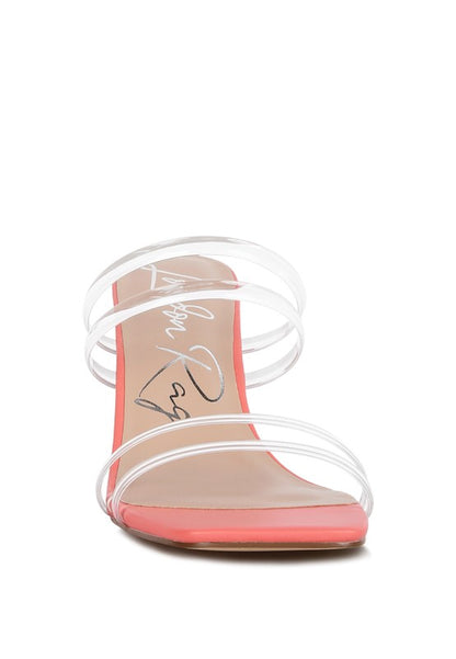 Diamond Clear Spool Heeled Sandal - Rose In Concrete 🥀