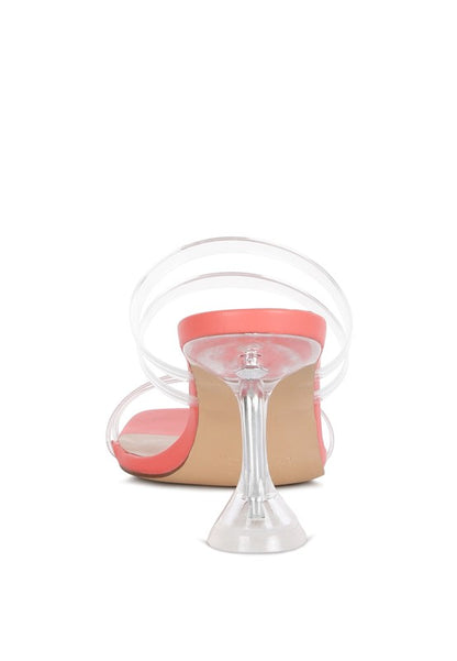 Diamond Clear Spool Heeled Sandal - Rose In Concrete 🥀