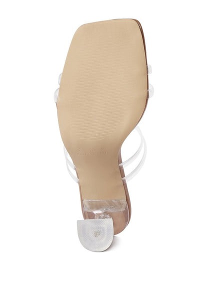 Diamond Clear Spool Heeled Sandal - Rose In Concrete 🥀