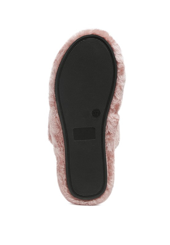 Double Strap Plush Slides - Rose In Concrete 🥀