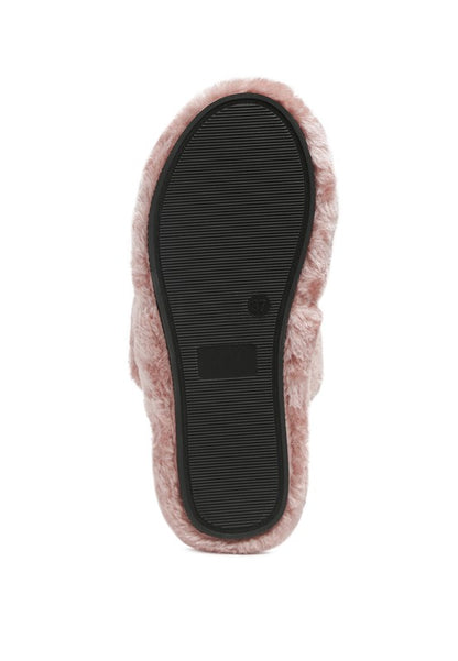 Double Strap Plush Slides - Rose In Concrete 🥀