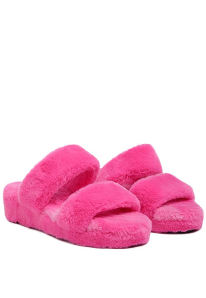 Double Strap Plush Slides - Rose In Concrete 🥀