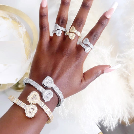 Heart Bracelet Bangle - Rose In Concrete 🥀