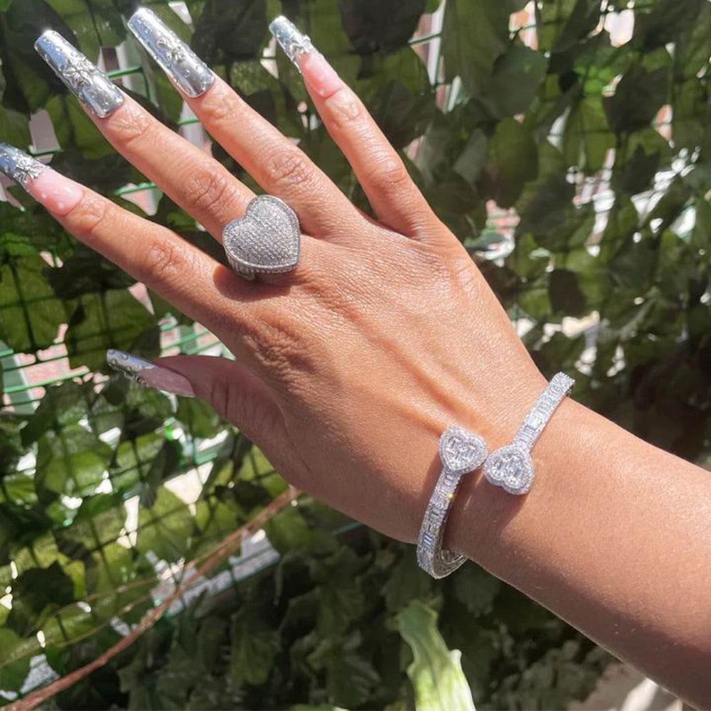 Heart Bracelet Bangle - Rose In Concrete 🥀