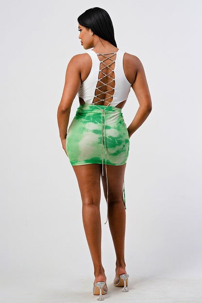 Cross Open Back Tie Dye Mini Dress - Rose In Concrete 🥀